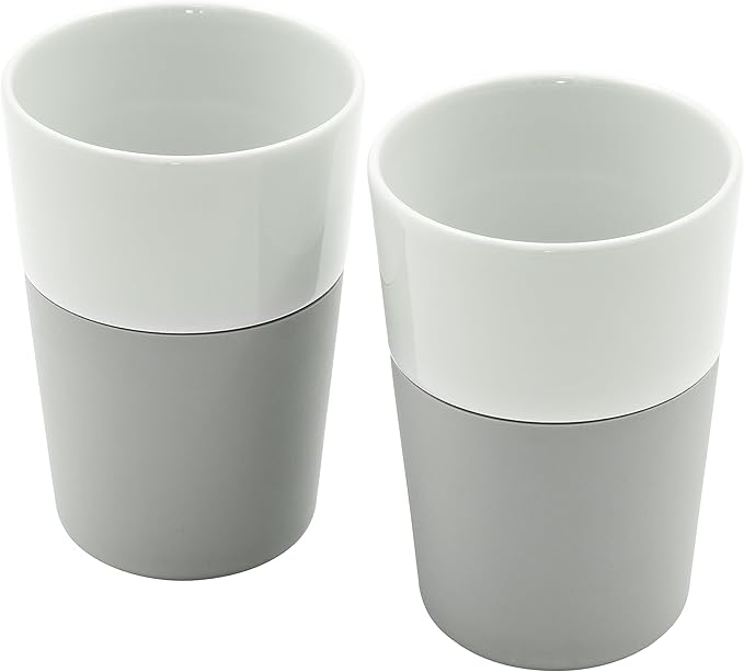 Eva Solo | 2 Café Latte Tumbler Mugs | 12 oz Porcelain Coffee Cup Tumblers with Silicone-coated Grip | Danish Design, Functionality & Quality | Marble grey