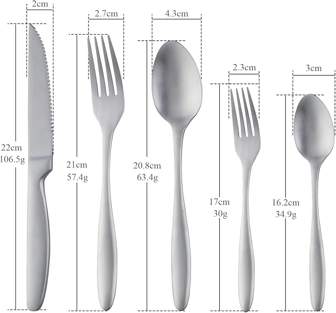 Stainless Steel Flatware serving set,Home Kitchen Eating Tableware Set,Dishwasher Safe,For Home Kitchen Restaurant Hote 5/20/30/40/50/60pcs Stainless Steel Knife, Fork And Spoon Hotel Household Tablew