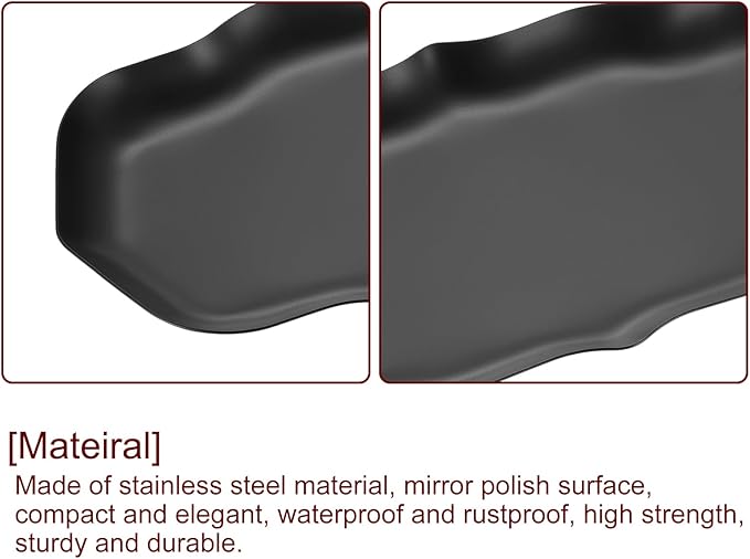 uxcell Stainless Steel Decorative Tray 8.6" x 4.3" Wave Serving Tray Suitable for Jewelry Coffee Table Bar Kitchen Countertop Bathroom Tableware, Black