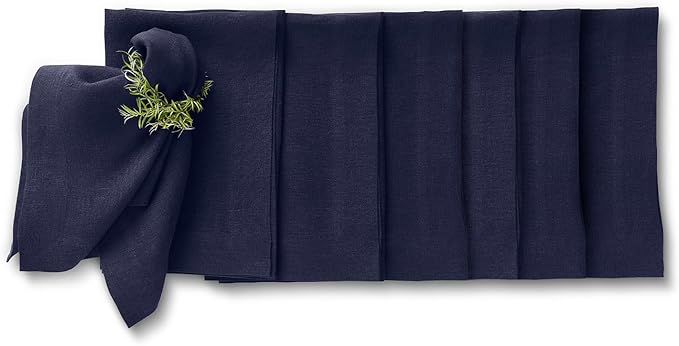 Solino Home 100% Pure Linen Dinner Napkins Set of 6 – 20 x 20 Inch Indigo Navy Cloth Napkin – Sonoma Collection, Elegant Table Accent for Seasonal Celebrations, Machine Washable