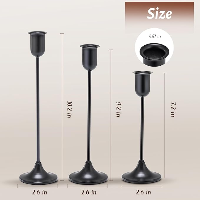 Candle Holder 6 PCS Candlestick Holders, Black Taper Candle Stick Holder, Modern Decorative Centerpiece, Christmas Decor, Gift for Home Fireplace Housewarming Candelabra Décor