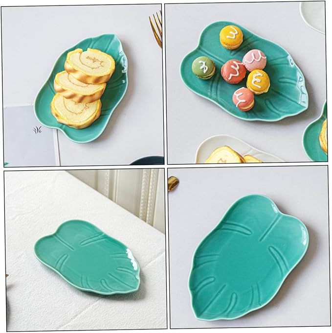 Leaf Shaped Dessert Plate Polished Smooth Food Serving Plate for Appetizer Cake Fruit Multi-function