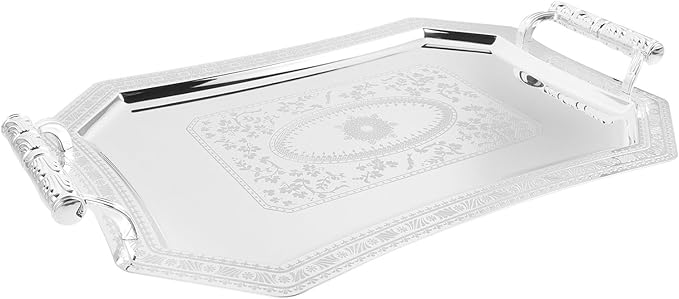 DOITOOL Vintage Serving Tray with Dual Handles Decorative Platter for Entertaining Appetizer Plate and
