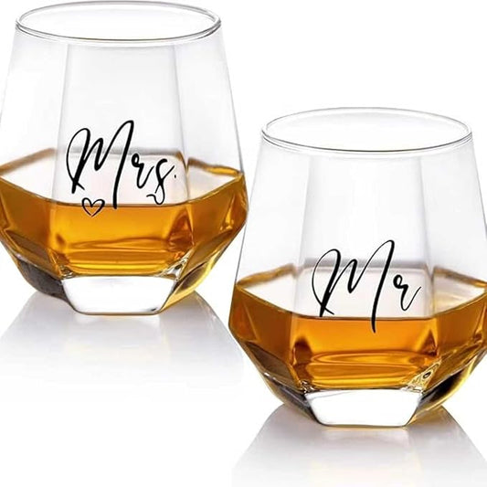 Mr and Mrs Wine Glasses for Bride and Groom -Gifts for Bridal Shower Engagement Wedding and-Married Anniversary-His & Hers wine glasses set of 2 Engagement Gift，wedding gifts for Couples 2025