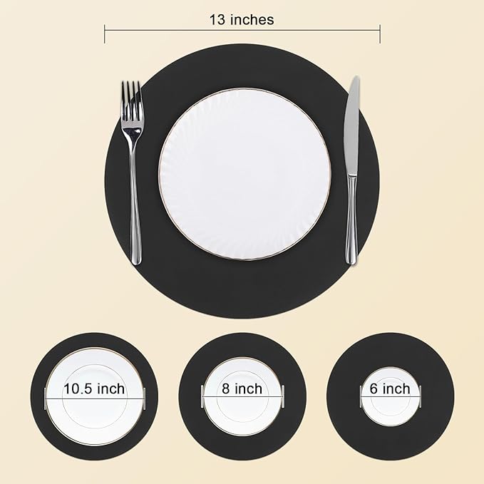 SHACOS 100 PCS Round Paper Placemats 13 inch Disposable Paper Place Mats for Dinner Wedding Birthday Party Festival Table Decoration Indoor Outdoor, Black (Pack of 2)