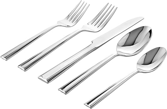Godinger 20-Piece Flatware Set - Dinner Forks, Salad Forks, Tea Spoons, Tablespoons, and Knives - 18/0 Stainless Steel in Luxurious Mirror Silver Finish