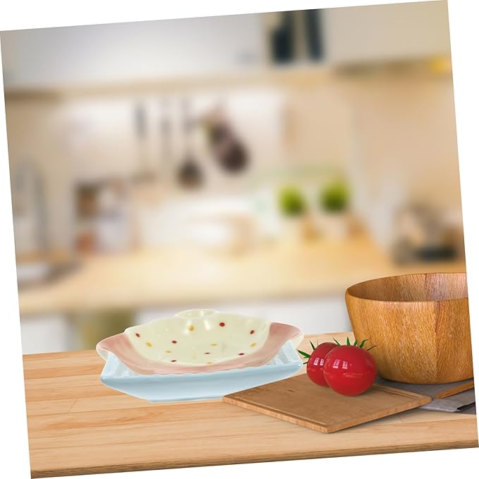 LIFKOME 1pc Ceramic Dumpling Plate Cake Shape Serving Tray Restaurant Salad Plate Easy Clean