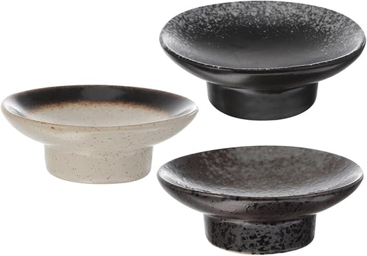 Ciieeo 3pcs Japanese Style Ceramic Sauce Dish Seasoning Plates for Snacks Condiments Appetizers Creative Design Lightweight Easy to Clean