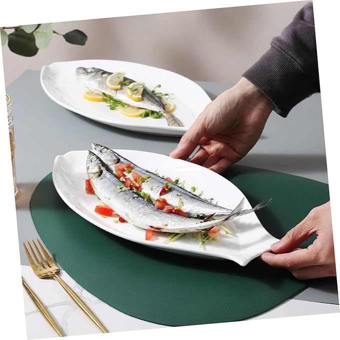 ABOOFAN Ceramic Fish Tray Snack Plate Pastry Serving Steamed Fish Plate Restaurant Food