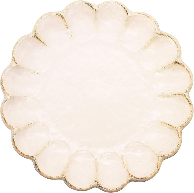 Utsuwaro-an Mino Ware 555-0018 Kaneko-Kohei Linker Plate, White, Kneeling Flowers, 9.4 Inches (24 cm) Diameter, for Curry, Pasta, Microwave and Dishwasher Safe, Made in Japan