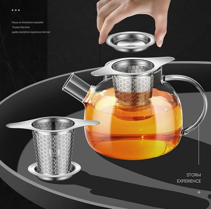 2 Pack Stainless Steel Tea Infuser, SUS 316 Grade Strainers Fine Mesh, Hexagonal Mesh Pattern With Wide Rim Loose Leaf Tea Steeper
