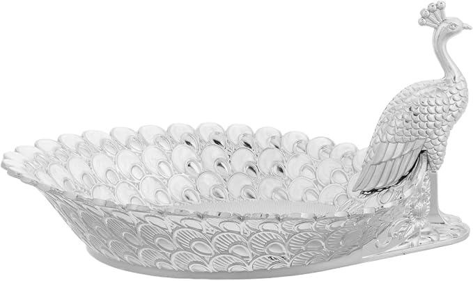 Decorative Peacock-shaped Fruit Platter for Parties Elegant Metal Serving Tray for Snacks Cakes and Treats for Tea Parties and Home Decor
