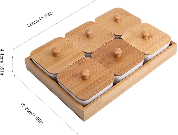 Ceramic Divided Serving Dishes, Serving Tray and Platter Ceramic Condiments Tray with Lids 2 Removable Appetizer Serving Bowls for Chips and Dip Condiment Fruit Veggies Nut Candy and Snacks