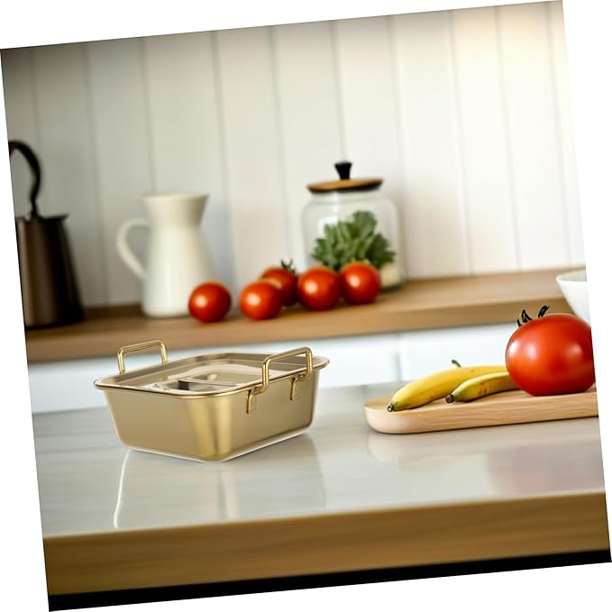 GLEAVI Stainless Steel Square Serving Tray for Appetizers Snacks and Desserts Double-Handled Metal Dish for Parties and Events 10-inch Food Serving Plate