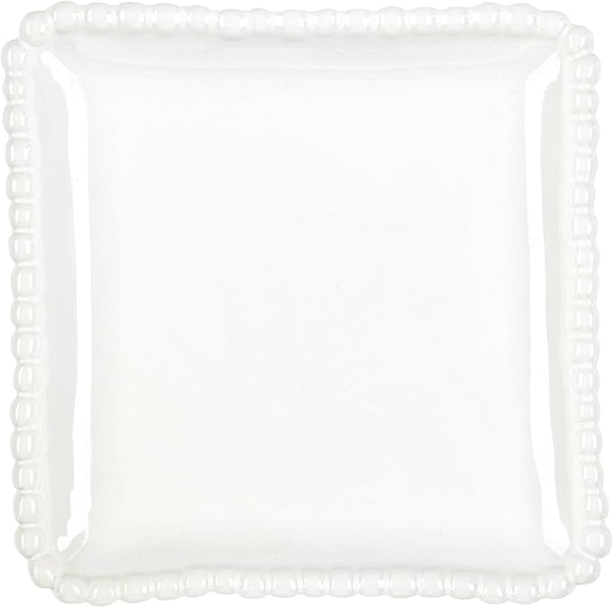 Santa Barbara Design Studio Appetizer Plate Set - 6" Ceramic Plates With Beaded Rim, 4-Count, White