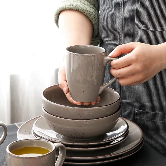 16-Piece Ceramic Stoneware Dinnerware Set with Dinner Plate Dessert Plate 800ml Bowl Mug Tableware Set