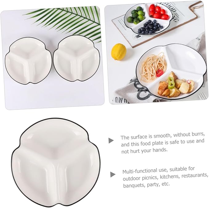 Porcelain Divided Plate Ceramic Dining Plate with Compartments for Dried Fruit Snacks Appetizers Easy to Clean Sectional Serving Platter for Home Parties Weddings