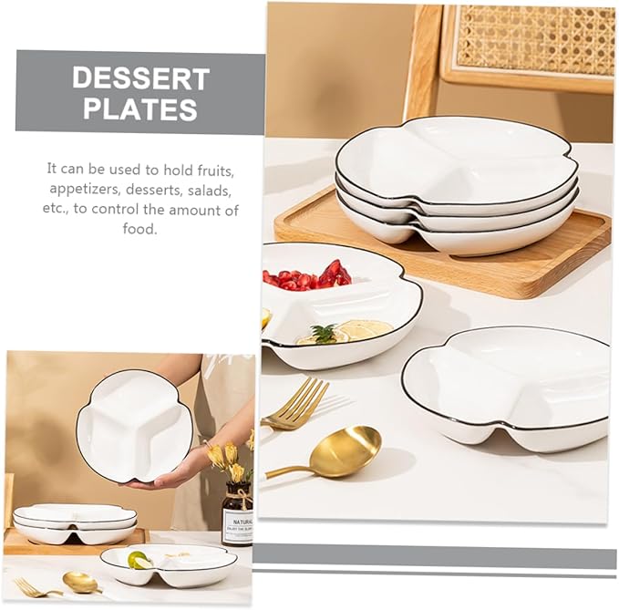 Ceramic Divided Plate Compartment Dinnerware Porcelain Portion Control Bowl for Parties for Serving Snacks Fruits Veggies and Appetizers