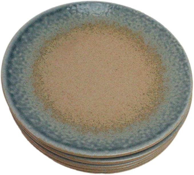 Ebros Gift Artistic Blue River Ao Nagashi Collection Dinnerware Serveware Kitchenware Set Asian Japanese Restaurant Supply (Pack Of 5 Round Appetizer Salad Plates 6" D)
