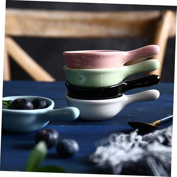 Healifty Ceramic Sauce Dishes with Handle Creative Mini Appetizer Plates for Dipping and Seasoning for Home School and Restaurants Dish