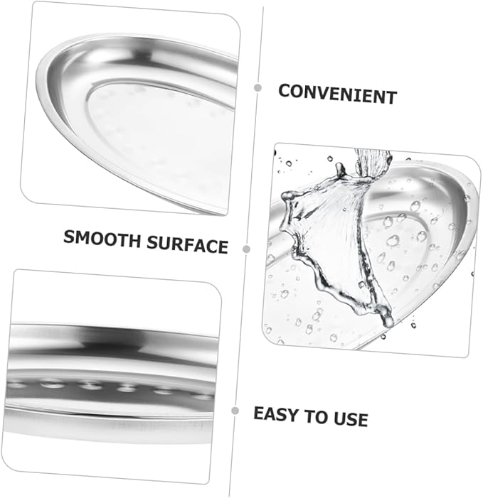 Stainless Steel Oval Serving Plate Food Tray for Steaming Fish Entrees Elegant Design for Home Restaurant and Parties for Fruits Desserts