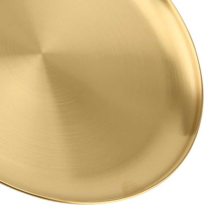 MOUYAT 6 PCS 8 Inch Large Stainless Steel Plate, 20cm Round Dinner Metal Plates, Metal Salad Steak Plates Reusable Dinner Dish for Eating Serving Camping Outdoor BBQ Home Kitchen, Frosted Gold
