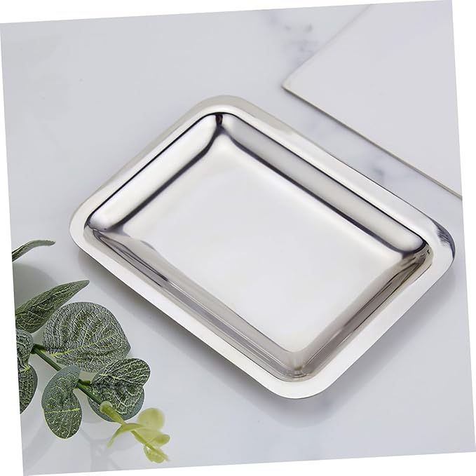 GLEAVI 304 Stainless Steel Snack Dish Thickened Rectangular Serving Tray for Hotel Towels Baking and Fruit Platter Sturdy Kitchen Organizer