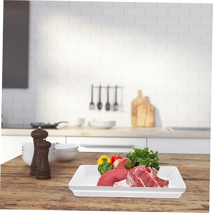 OUNONA Thickened Rectangular Serving Plate Oven Safe Ceramic-Style Snack Dish for Barbecue Pasta and Dinner for Kitchen Parties and Home Dining