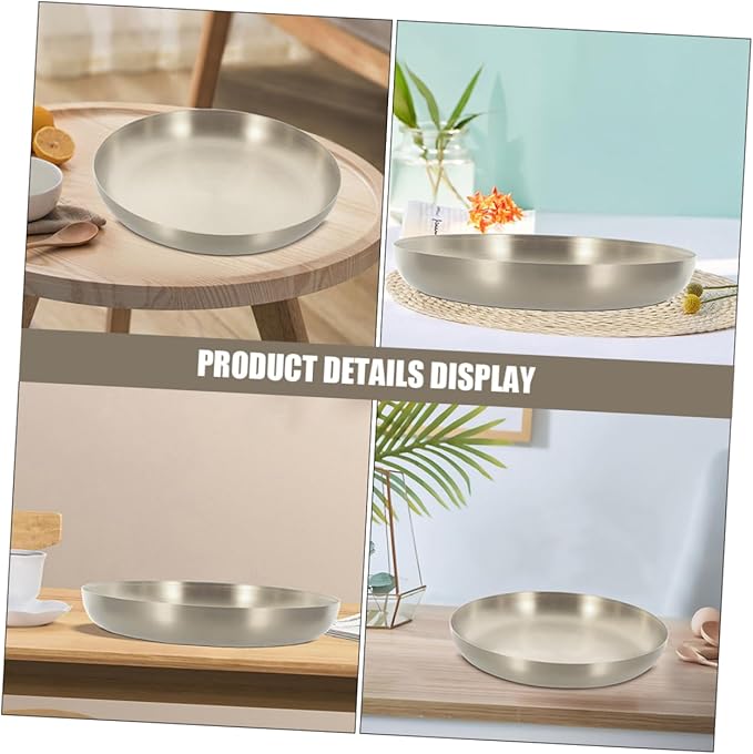 Cabilock Stainless Steel Food Plate Modern Steak Serving Tray for Parties Gatherings and Restaurants and Easy to Clean for Snacks Fruits and Desserts