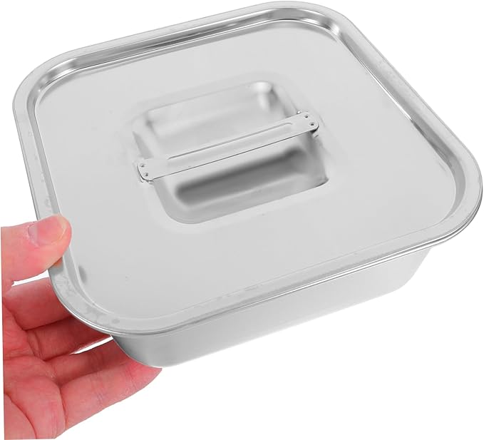 GLEAVI Versatile Round Serving Trays Stainless Steel Square Plate Easy Clean Design for Snacks