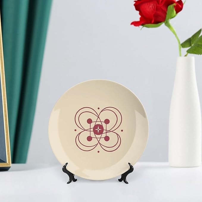 Decorative Plate 6inch Bone China Dessert Plates with Display Stand Ornament Ceramic Plates Simple Icon Art Crafts Porcelain Plate for Home Club Living Room