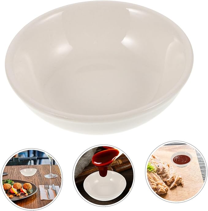 Ciieeo 4PCS Ceramic Dipping Sauce Plates Mini Condiment Bowls for Snack and Appetizer Dishwasher Safe for Home and Restaurant Use