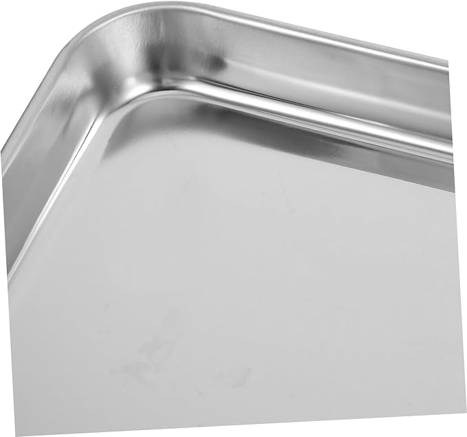 Cabilock Stainless Steel Rectangular Snack Plate Sturdy Restaurant Serving Tray Non-Slip Food Container for Banquets and Parties Dishwasher Safe for Rice Noodles and Desserts