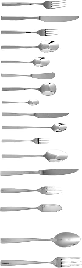 Fortessa Lucca 18/10 Stainless Steel Flatware Solid Handle Table Knife, Set of 12, Silver