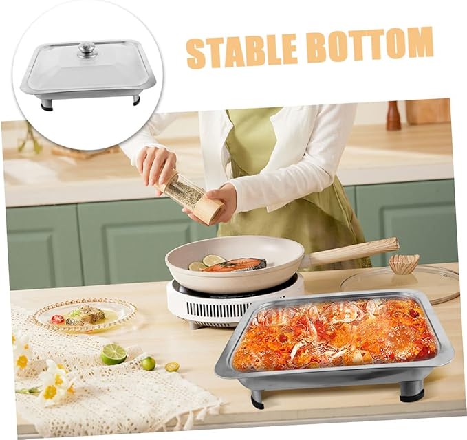 Alipis 430g Versatile Stainless Steel Serving Tray Legs Lunch Tray for Buffet Foods Holder