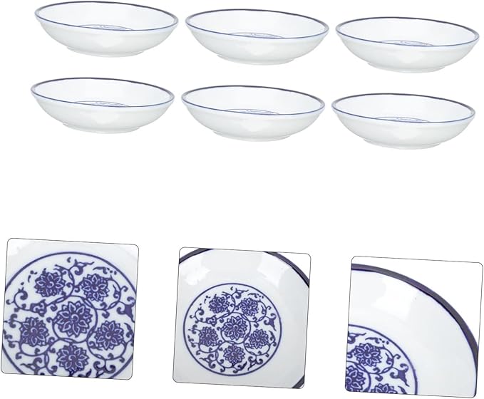 Mobestech 4pcs Vintage Hand-Painted Blue and White Ceramic Sauce Dish Set Condiment Plate for Dipping Soy Sauce Serving Bowls for Appetizers