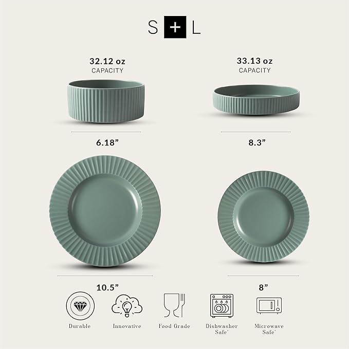 Christian Siriano Lusso 32-Piece Dinnerware Set Stoneware, Stone