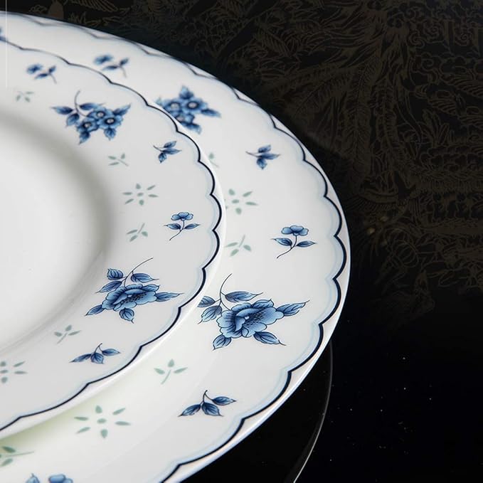 Blue and White Porcelain Tableware Set, 48 Pieces of Ceramic Tableware, Bone China Safe Material, Family Gathering Tableware, Wedding Gift Tableware