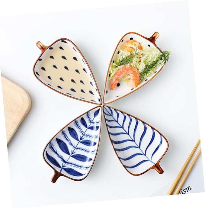 Unomor 3Pcs Ceramic Sauce Dipping Dishes Appetizer Plates for Sauces and Seasonings Random Styles and Easy to Clean for Home Restaurant Catering