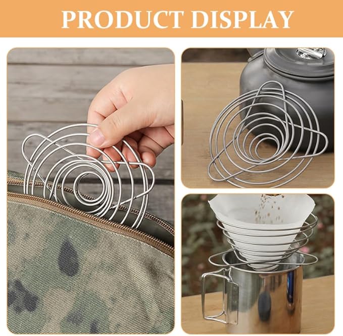 VICASKY 2pcs Stainless Steel Coffee Filter Cup Stand Dripper Drip Filter Rack for Outdoor Single Cup Dripper Holder Reusable