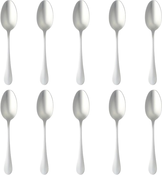 Martha Stewart Alness 10-Piece Dinner Spoon Set – Mirror Finish Stainless Steel Flatware, 3.0 mm Gauge, Durable Everyday Silverware