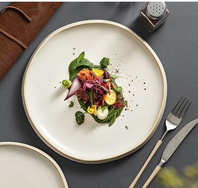 Dessert Plates Simple Ceramic Dinner Plate Round Pasta Steak Plate Restaurant Creative Tableware Snack Dessert Plate Dessert Plate