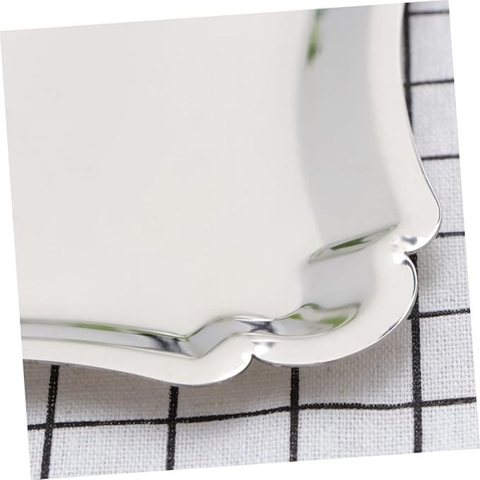 2pcs Stainless Steel Dessert Plates Cake Trays for Party Divided Serving Trays Food Safe Polished Design for Wedding