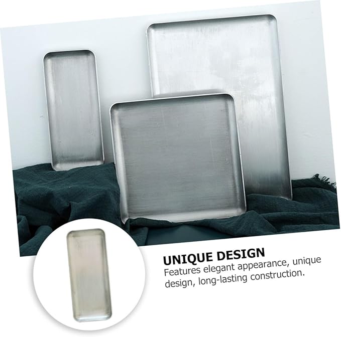 1pc Aluminum Food Serving Tray Vintage Style Storage Plate for Home Kitchen Cafe Restaurant Use Stylish Design for Buffets Events Silver