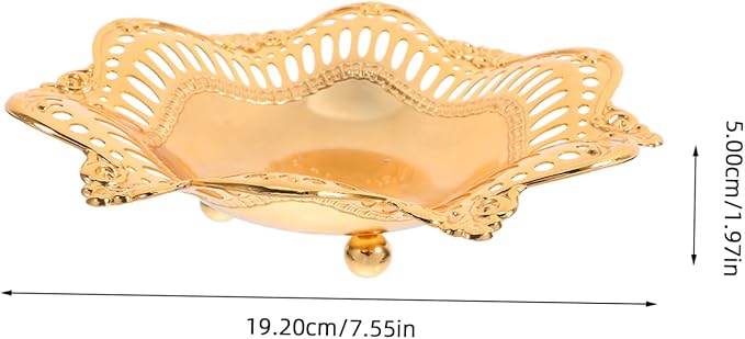 PRETYZOOM Golden Metal Serving Tray for Appetizers Jewelry and Fruits Vintage Decorative Platter for Parties Snacks and Desserts Multifunctional Design for Home and Events