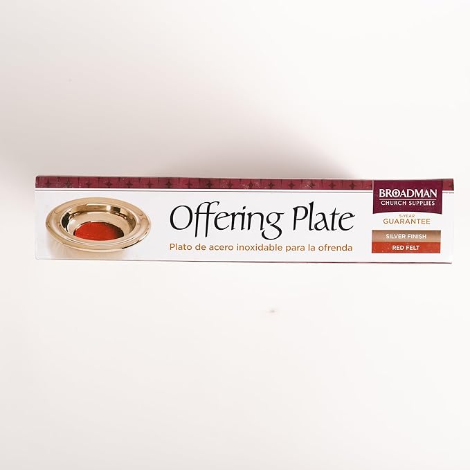 BROADMAN CHURCH SUPPLIES RemembranceWare Offering Plate, Silver with Red Felt
