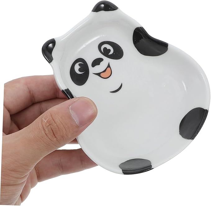 BESTOYARD 2pcs Cute Panda Ceramic Plates Dipping Bowls Appetizer Trays Sushi Soy Sauce Dishes Food Prep Bowls Set