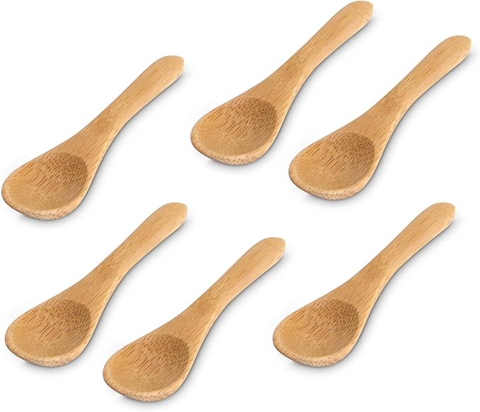 Maison du Fromage Reusable Mini Serving Spoons, Burnished Bamboo, 2 Sets of 6