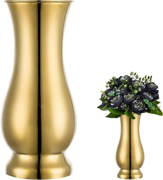 Metal Vase Centerpiece Decoration, Stainless Steel Tabletop Flower Gold Vases- Ideal for Office, Home Wedding Birthday Anniversary Ceremony Event Decor(Golden-1PCS)
