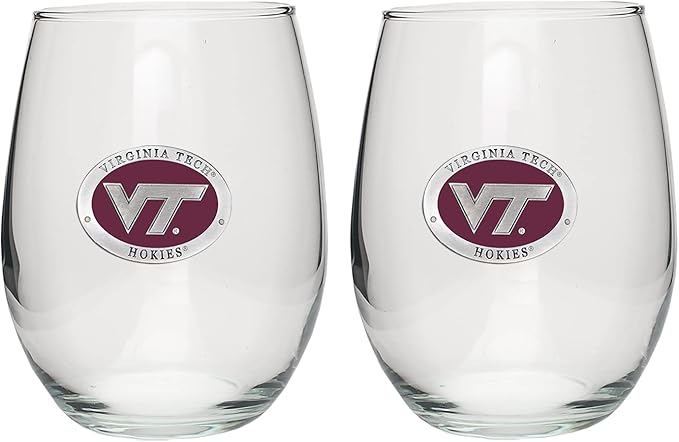 Heritage Pewter Virginia Tech Stemless Glass Goblets – Set of 2 | 15 OZ Goblet Wine Glasses | Expertly Crafted Pewter Glass